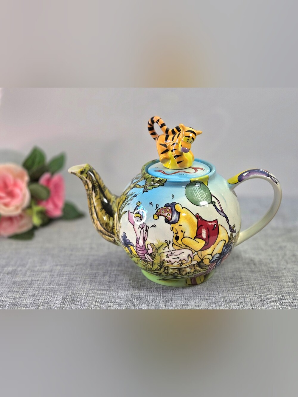 Vintage Disney Paul Cardew Winnie the Pooh's Birthday Party Teapot Crazing